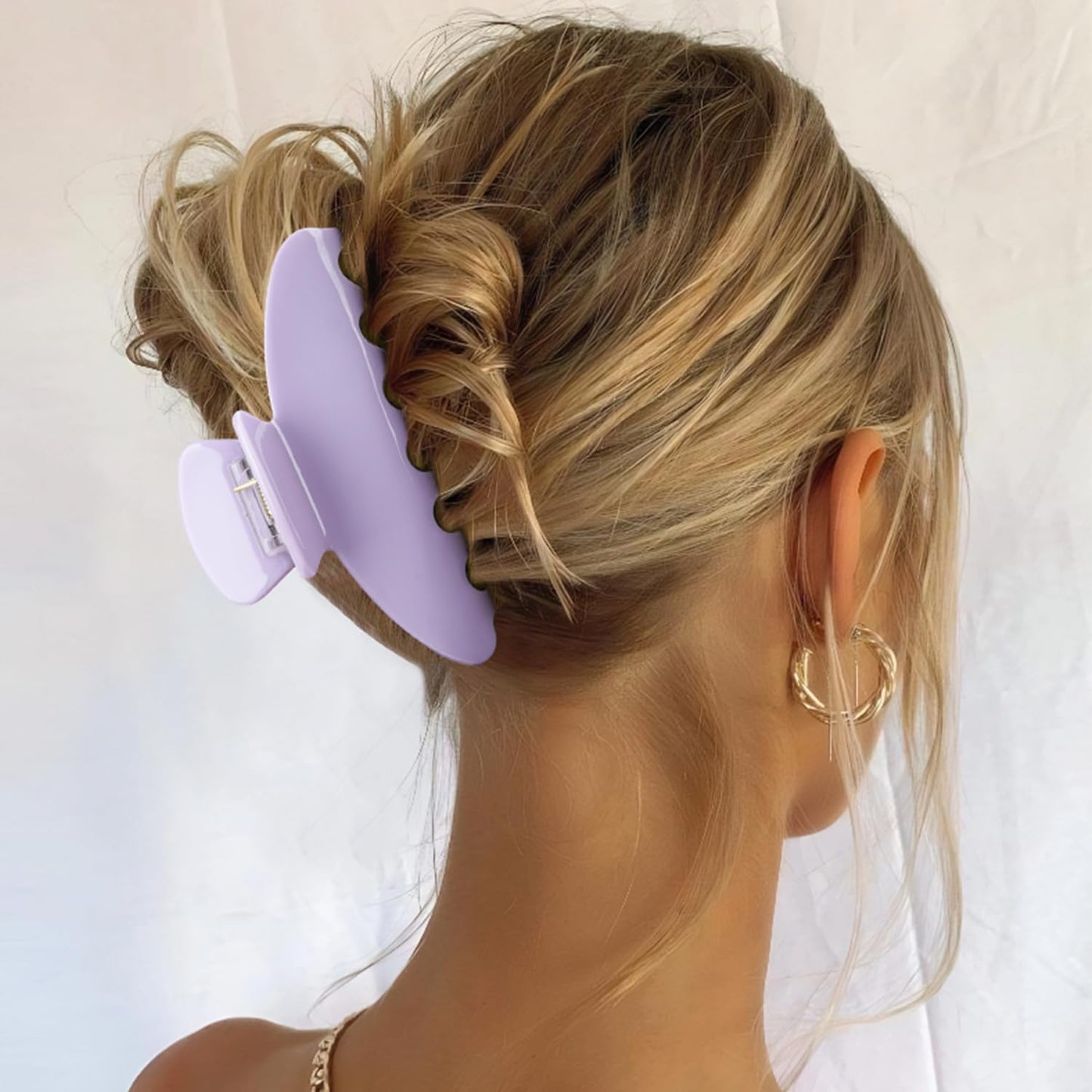 MAORULU Premium Durable Acetate Hair Claw Clips for Women Girls, 4 Inch Large Cute Jaw Clip for Thick or Thin Hair, Vintage Y2K Hair Clamps (Pastel Purple)