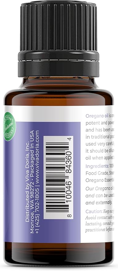 Viva Doria Oregano Essential Oil, 100% Pure, Natural Oregano Essential Oil, Undiluted, for Aromatherapy | Food Grade, 15 mL (0.5 Fluid Ounce)
