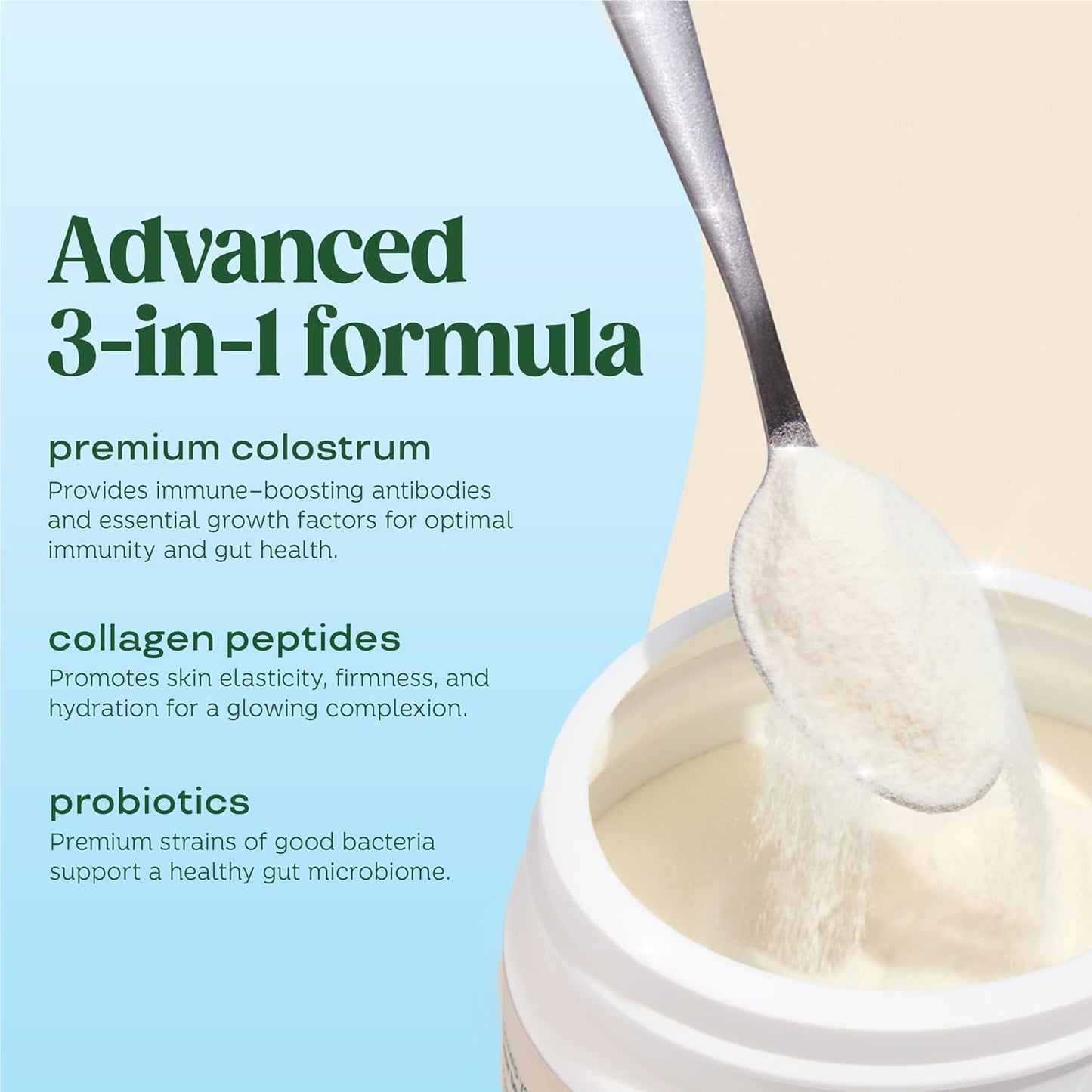 Bloom Nutrition Bovine Colostrum Powder with Vitamin B-12 for Gut Health, Immune Support, Hair Growth & Beauty Supplement | Unflavored, 25 Servings