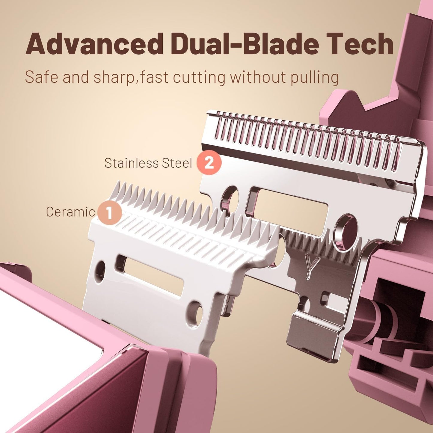 Bikini Trimmer for Women: Pubic Hair Razor with Mirror & LED Light, Electric Shaver with Ceramic Blades & Travel Lock - Body Groomer IPX7 Waterproof Use for Legs/Arm/Underarm - Rose Red