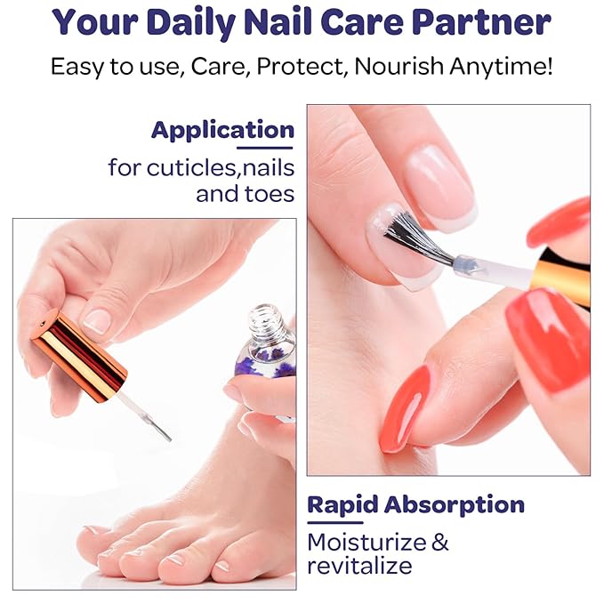 JIASHENG Cuticle Oil, Lavender Scented Cuticle Nail Oil Infused with Real Flowers, Hydrates, Moisturizes, Strengthens, Repairs, Revitalizing Cuticle Oils for Nails Damage Dry Cuticle, 15ml