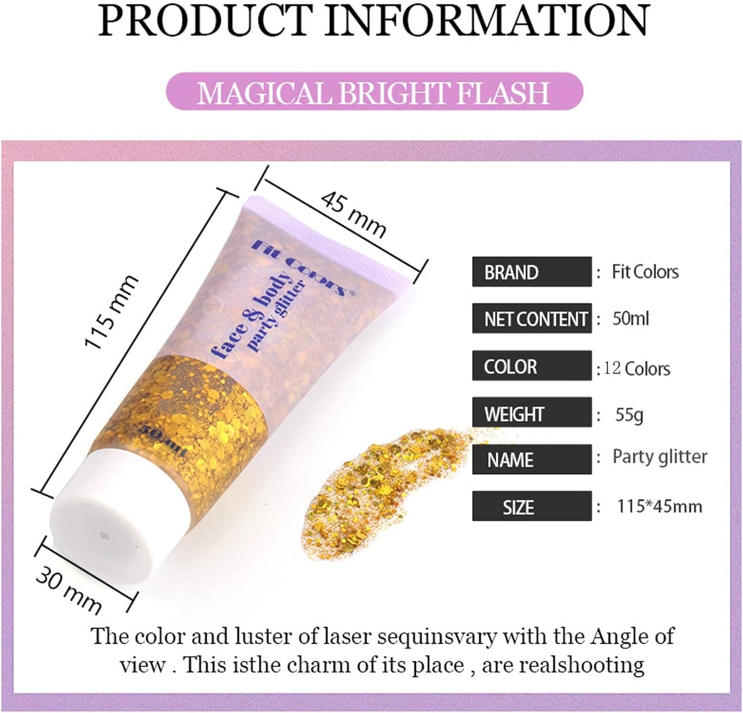 Light Purple Body Glitter, Mardi Gras Outfit for Women and Kids,Sparkly Holographic Party Festival Rave Mardi Gras Accessories for Carnival,Chunky Holographic Face Glitter Makeup