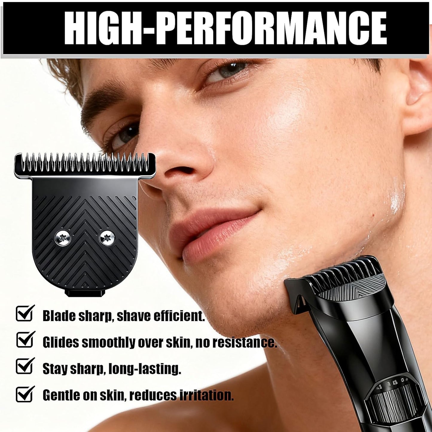 Premium Stainless Steel T Blade Replacement for MANSCAPED The Beard Hedger Replacement SkinSafe Trimmer Blade for Precision Facial Hair Trimming (Black-1)