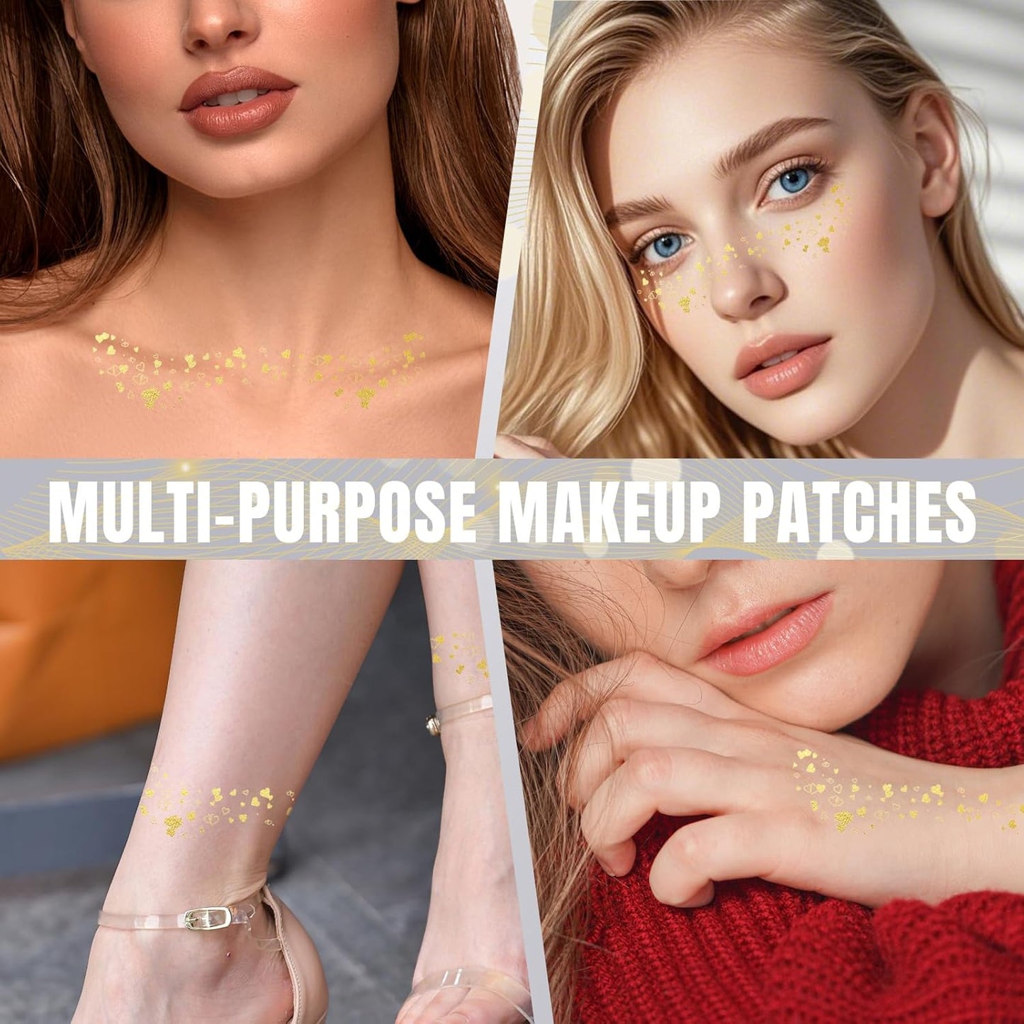 Glitter Freckles - 6PCS Glitter Freckles Face Tattoo, Metallic Silver Makeup Patches, Glow Up Face Glitter for Kids, Sweatproof Face Glitter, Cute Fake Freckles, Waterproof Face Jewels for Women