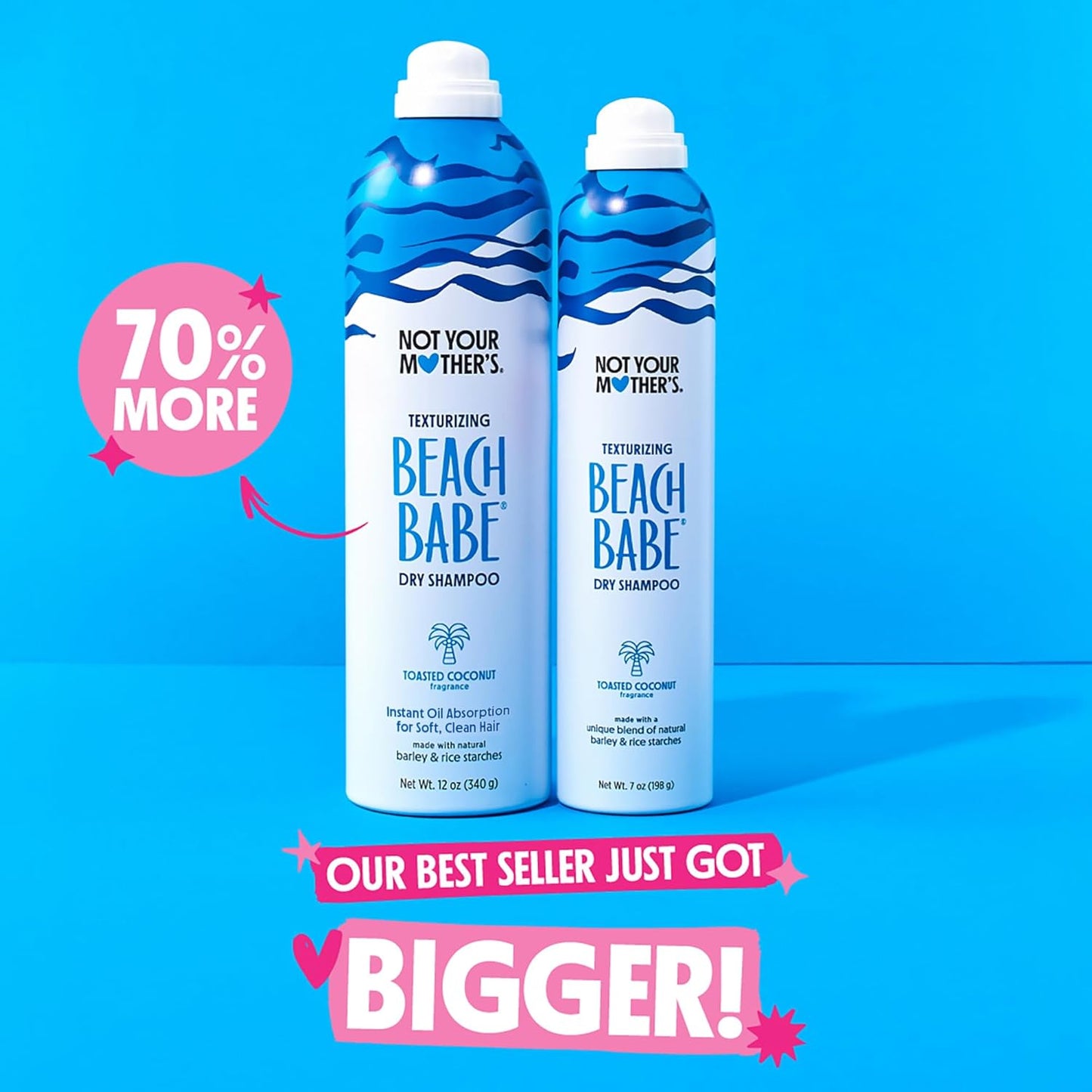 Not Your Mother's Value Pack Beach Babe Jumbo Dry Shampoo (2-Pack) - 12 oz Each - 70% More to Instantly Absorb Oil and Create Effortless Sea-Tossed Texture - Toasted Coconut - For All Hair Types