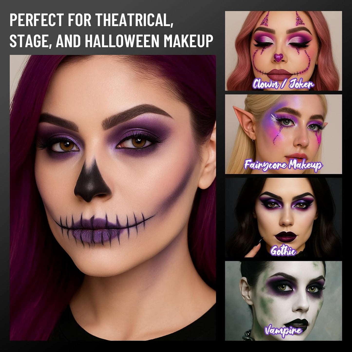 Purple Eyeshadow Palette with Mirror Lilac Violet Plum Tones Matte Shimmer Glitter 6 Colors Mini Eye Shadow Pallet Travel Size Highly Pigmented for Fairy Witch Goth Halloween Costume Makeup