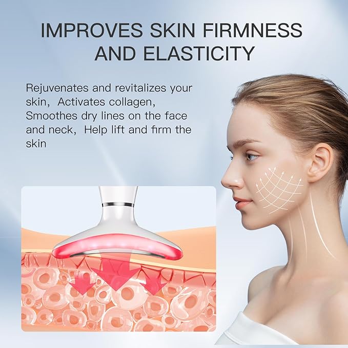 3-in-1 Beauty Massager for Face and Neck, Based on Triple Action LED, Thermal, and Vibration Technologies for Skin Care,Improve,Firm,Tightening and Smooth