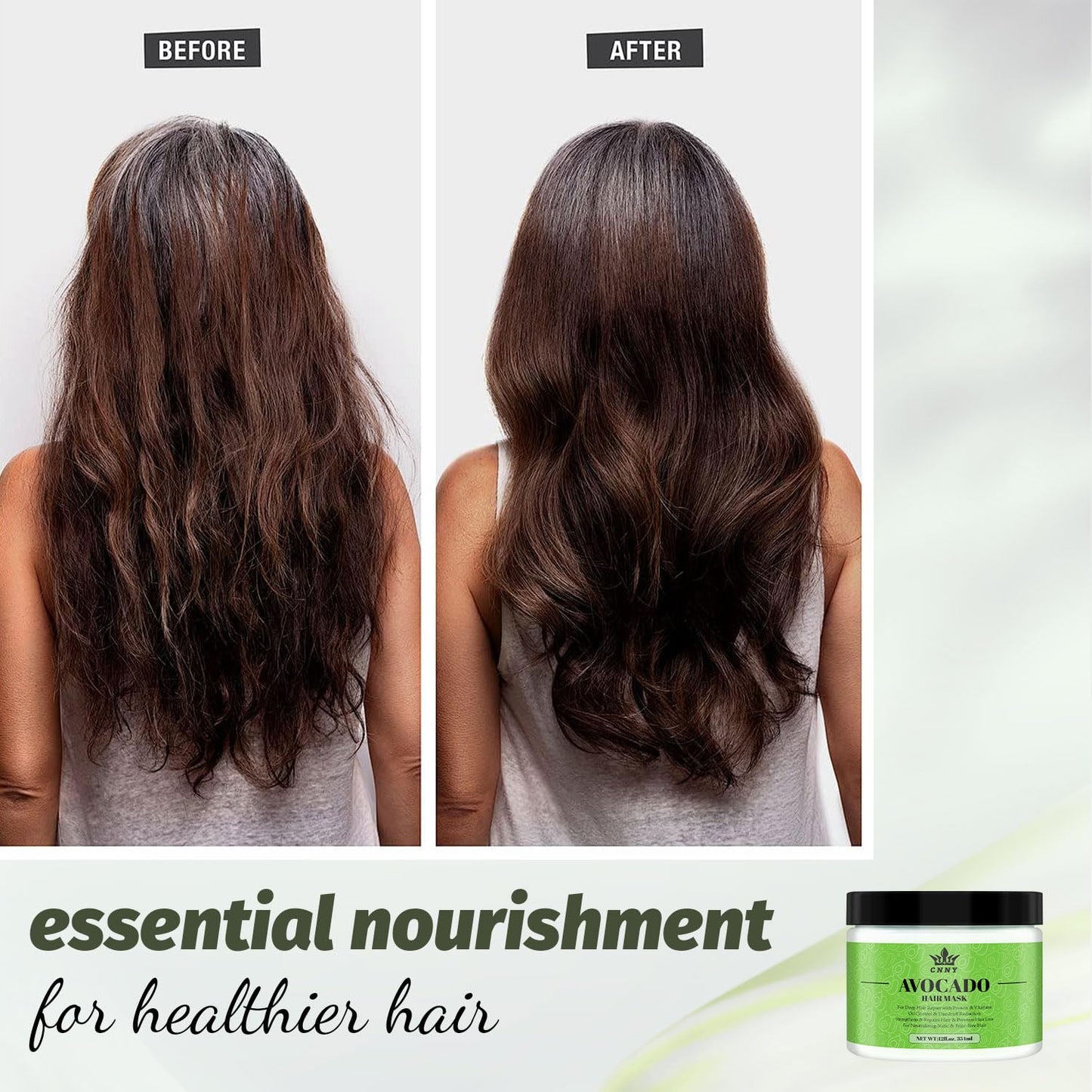 CNNY Avocado & Collagen Deep Repair Hair Mask - 12 oz, Intensive Moisture Conditioning Treatment for Dry Damaged Hair