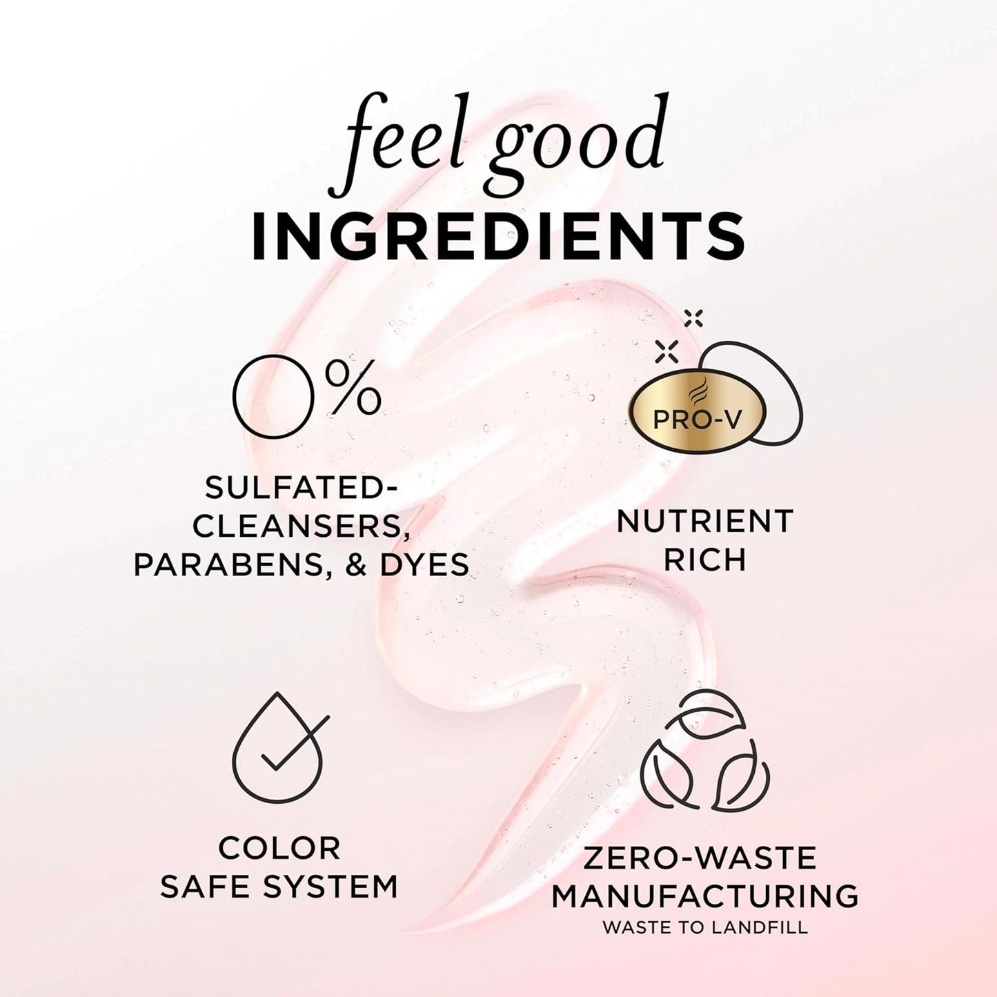 Pantene Sulfate Free Rose Water Shampoo, Soothes, Replenishes Hydration, Safe for Color Treated Hair, Nutrient Infused with Vitamin B5 and Antioxidants, Pro-V Blends, 30.0 oz