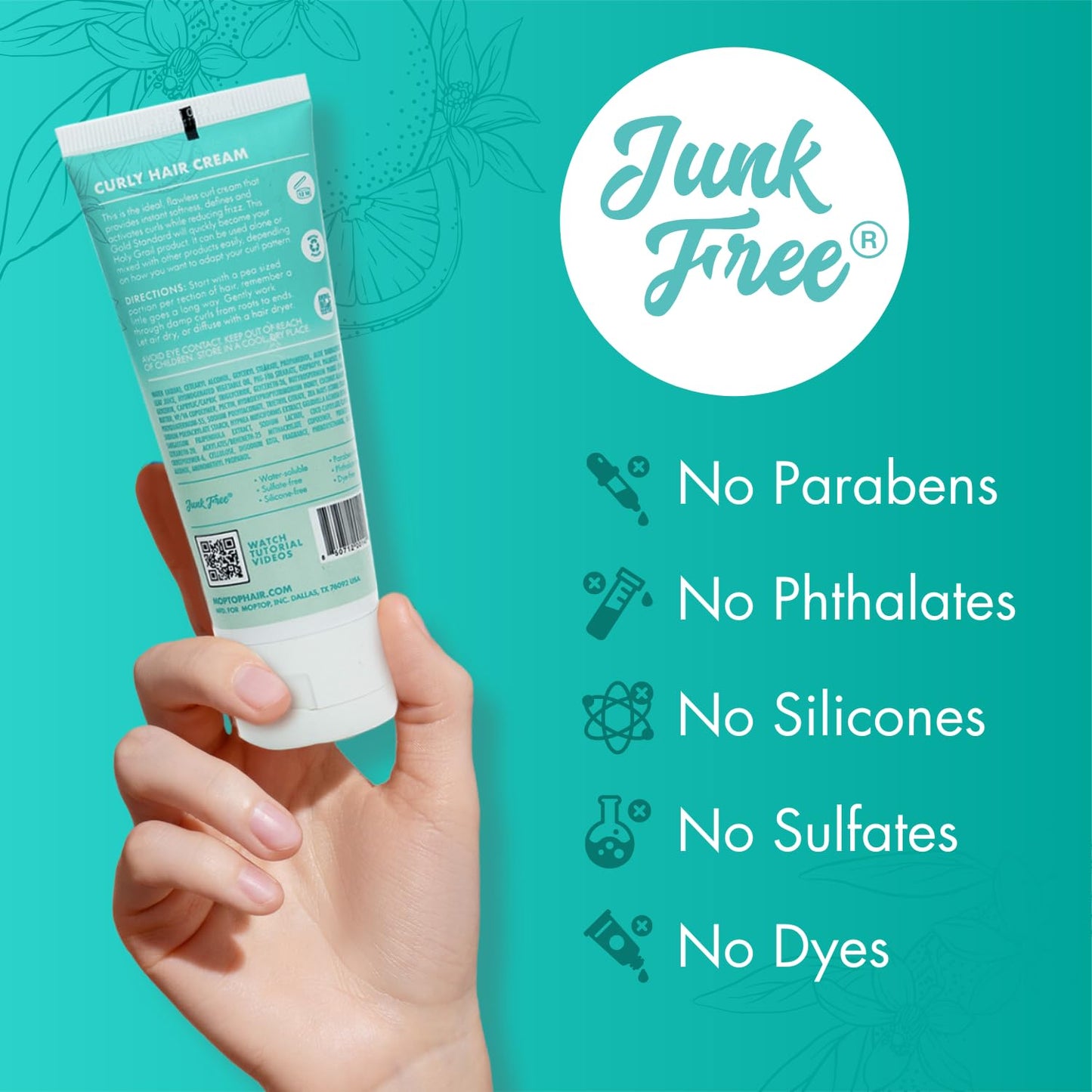 MopTop Curl Cream - Moisturizing Curl Activator for Frizz Control & Volume, Curl Defining Cream for Wavy, Curly & Coily Hair, Made with Junk-Free Natural Ingredients (Citrus Kumquat Fragrance, 6oz)