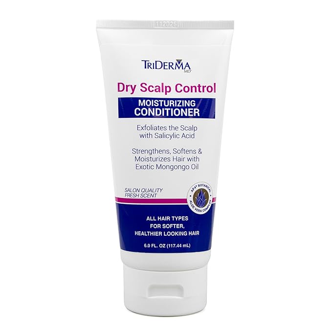 TriDerma Dry Scalp Control Deep Moisturizing Hair Conditioner - Salon Quality Treatment - Salicylic Acid, Exfoliates, Nourishes & Strengthens Hair - Exotic Mongongo & Rosemary Oil - 6 oz