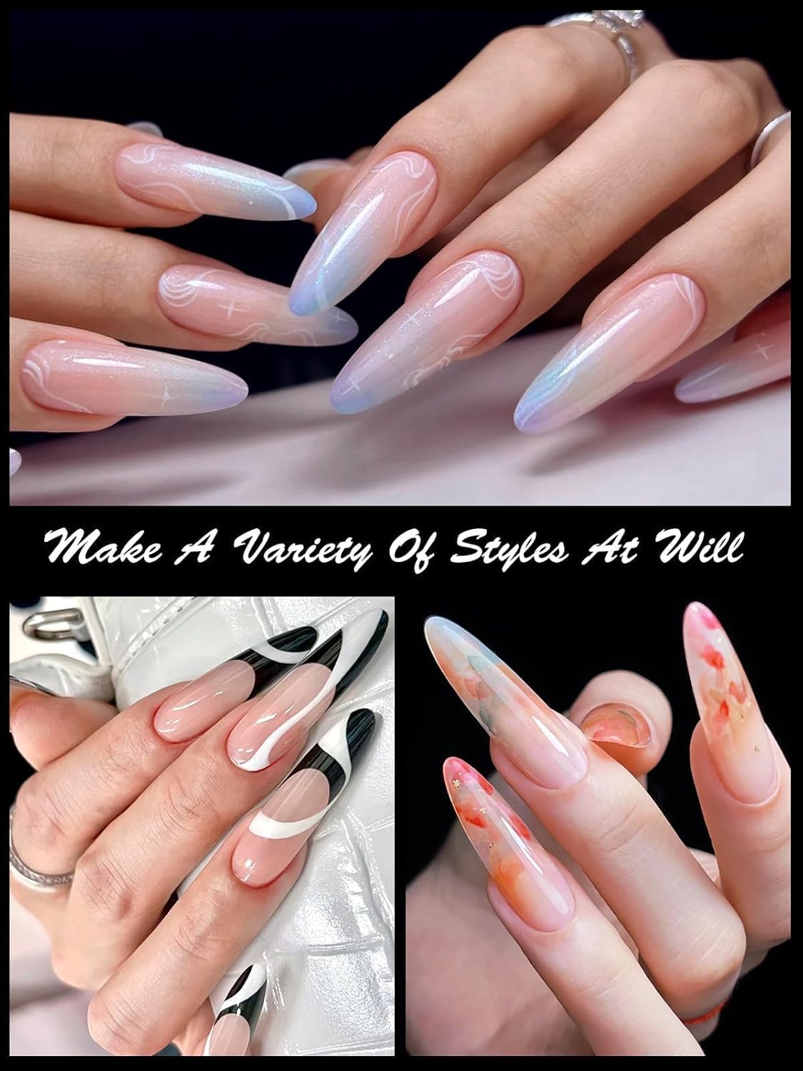 EBANKU Dual Forms for Poly Nail Gel 120CS Ballerina Dual Nail Forms Molds Acrylic Nail Tips Full Cover 12 Sizes for Builder Nail Gel Manicure Nail Art Design Salon DIY at Home