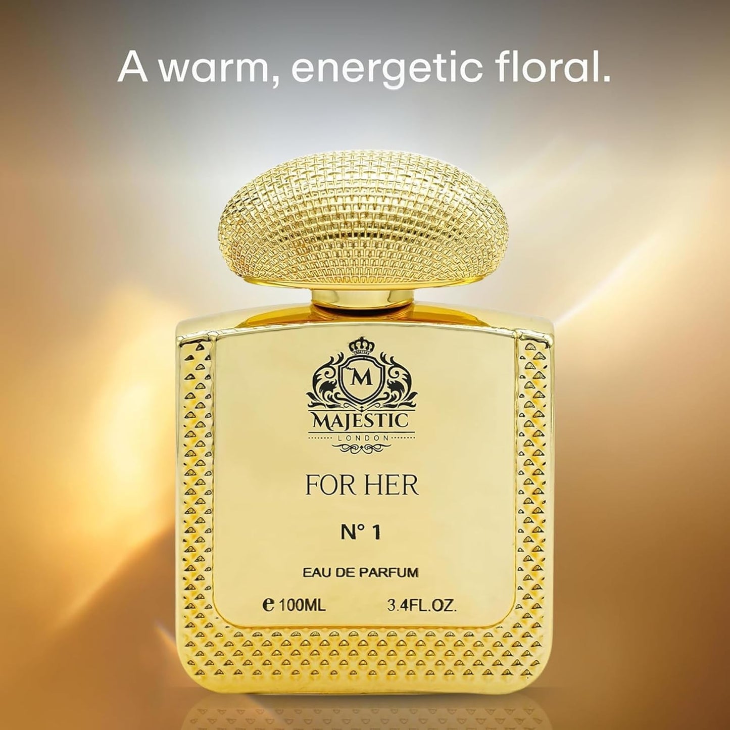 Majestic For Her No1 - Perfumes for Women - Amber Perfume with Peony, Lychee and Freesia - Elegant Floral Fragrance for Women - 3.4 oz.