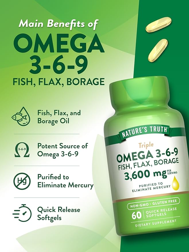 Nature's Truth Triple Omega 369 Softgels 3600mg | 60 Count
