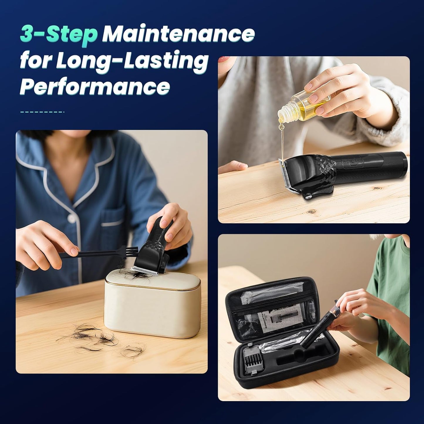 Soonsell Hair Clippers for Men T-Blade Trimmer Set,Man Professional Cordless Barber Clippers Set,Blade Close Cutting Beard Trimmer,LED Display(Black)