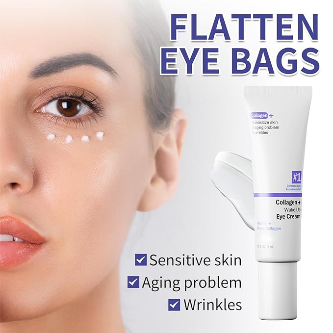 Retinol Under Eye Cream for Dark Circles and Under Eye Puffiness, Eye Repair Cream, 2 PCS Anti-Aging Hyaluronic Acid, Collagen Reduce Wrinkles Eye Cream, Lift, Firm Eyes Skin