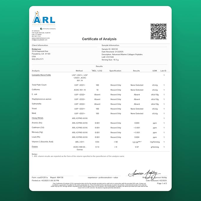 Advanced Marine Collagen Powder Plus Liposomal Vitamin C, Hyaluronic Acid & Biotin, Sugar-Free Type I Collagen Supplement for Skin, Hair, Nails, Joint & Gut Health - 30 Servings, Unflavored