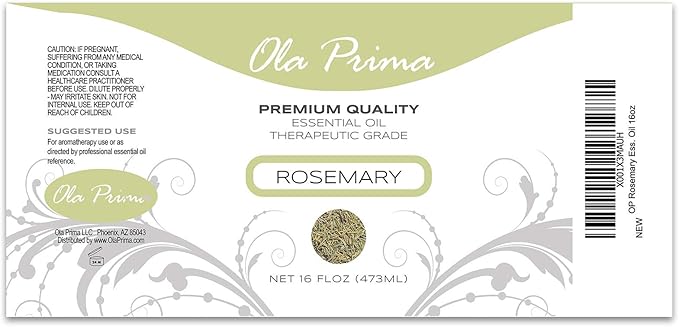 Ola Prima Rosemary Essential Oil (16oz Bulk) for Aromatherapy, Diffuser, Mood Booster – Rosemary Oil for Hair Growth