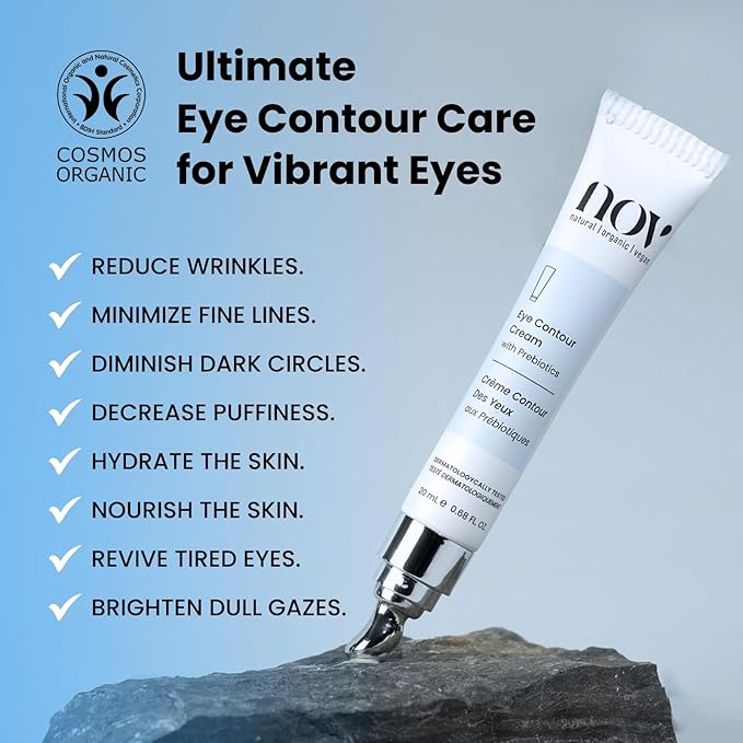 Natural Organic Vegan Eye Cream | Eye Cream for Dark Circles and Puffiness Cream for Eye Bags and Dark Circles Under Eye Contour Cream with Prebiotics 0,68 Oz Dermatologically Tested
