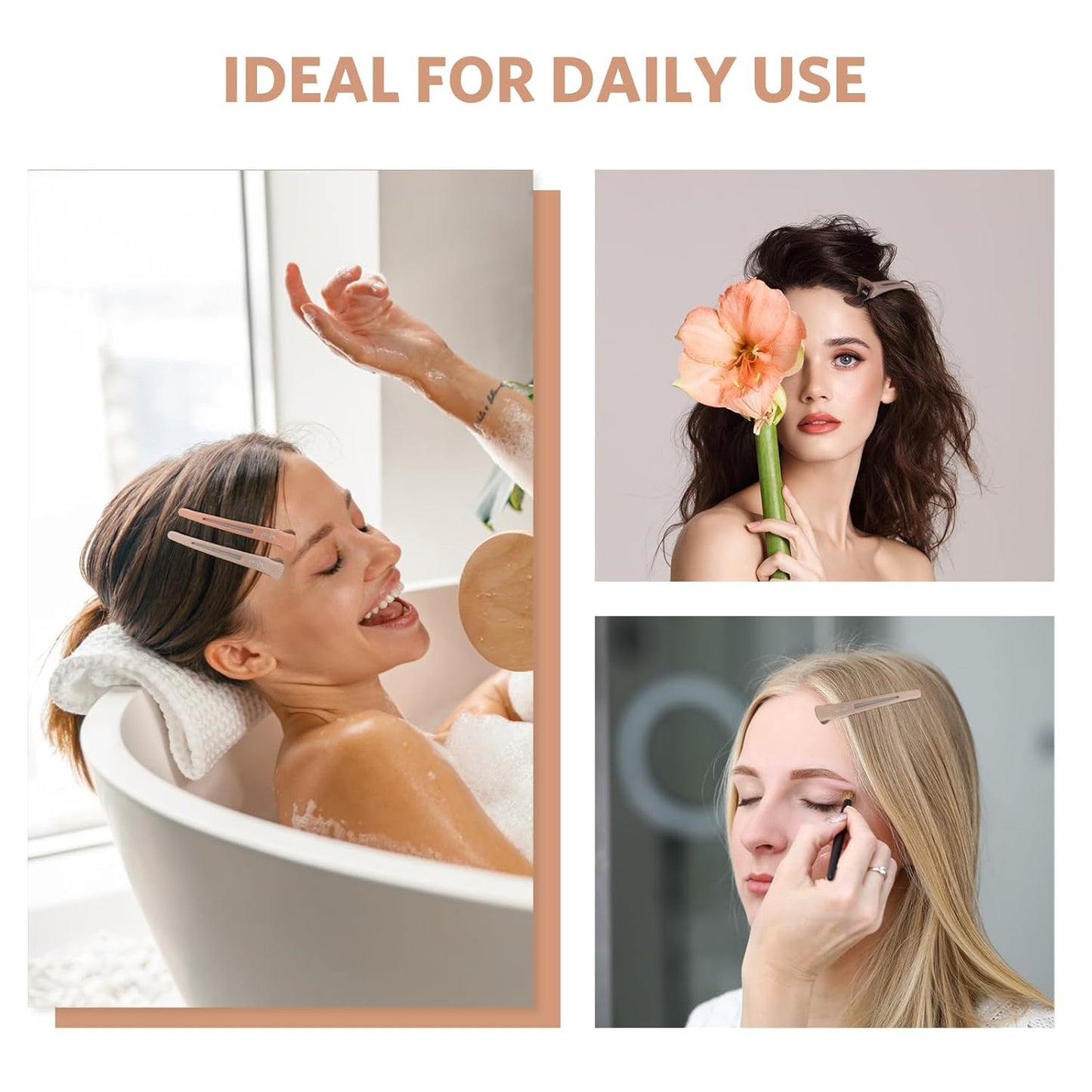 Sndyi 6pcs Neutral Sectioning and Styling Clips - Non-Slip Duck Billed With Silicone Band for Salon, Hairdresser, Barber Use