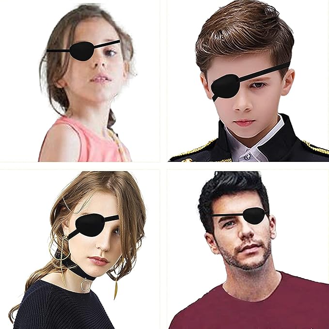 MYUBWTF Black Single Eye Mask, Pirate Skull Crossbone eye patch,Adjustable 3D Eye Patch for Adult and Kid (Leopard grain design)