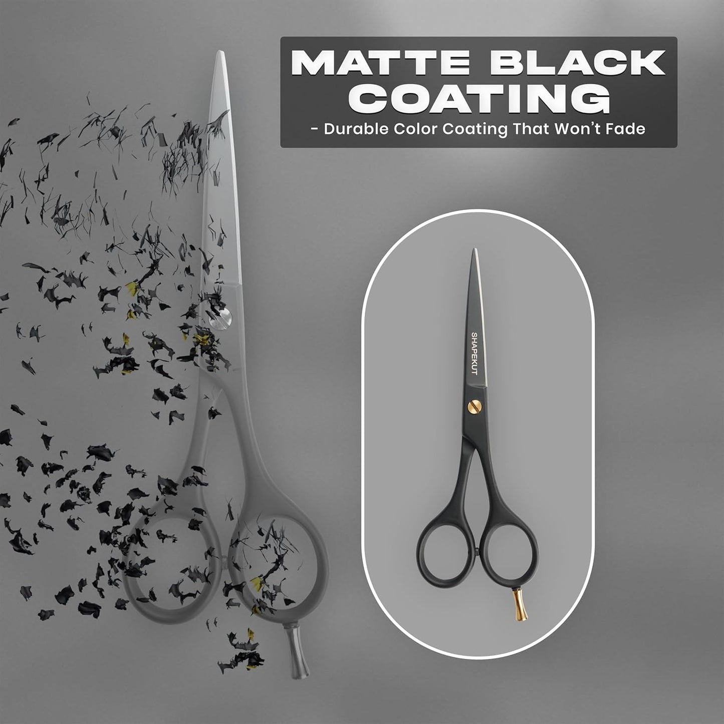 Professional Hair Scissors 6.5” - High Carbon Stainless Steel Barber Salon & Home Use Hair Cutting Scissors – Super Sharp Hair Shears Blades - Ergonomic for Men, Women & All Ages (Black, 6.5 inches)