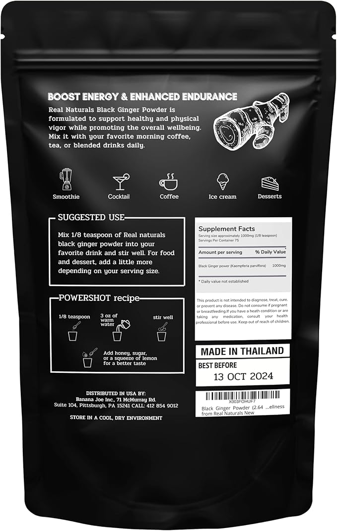 Black Ginger Powder (2.64 Oz) kaempferia