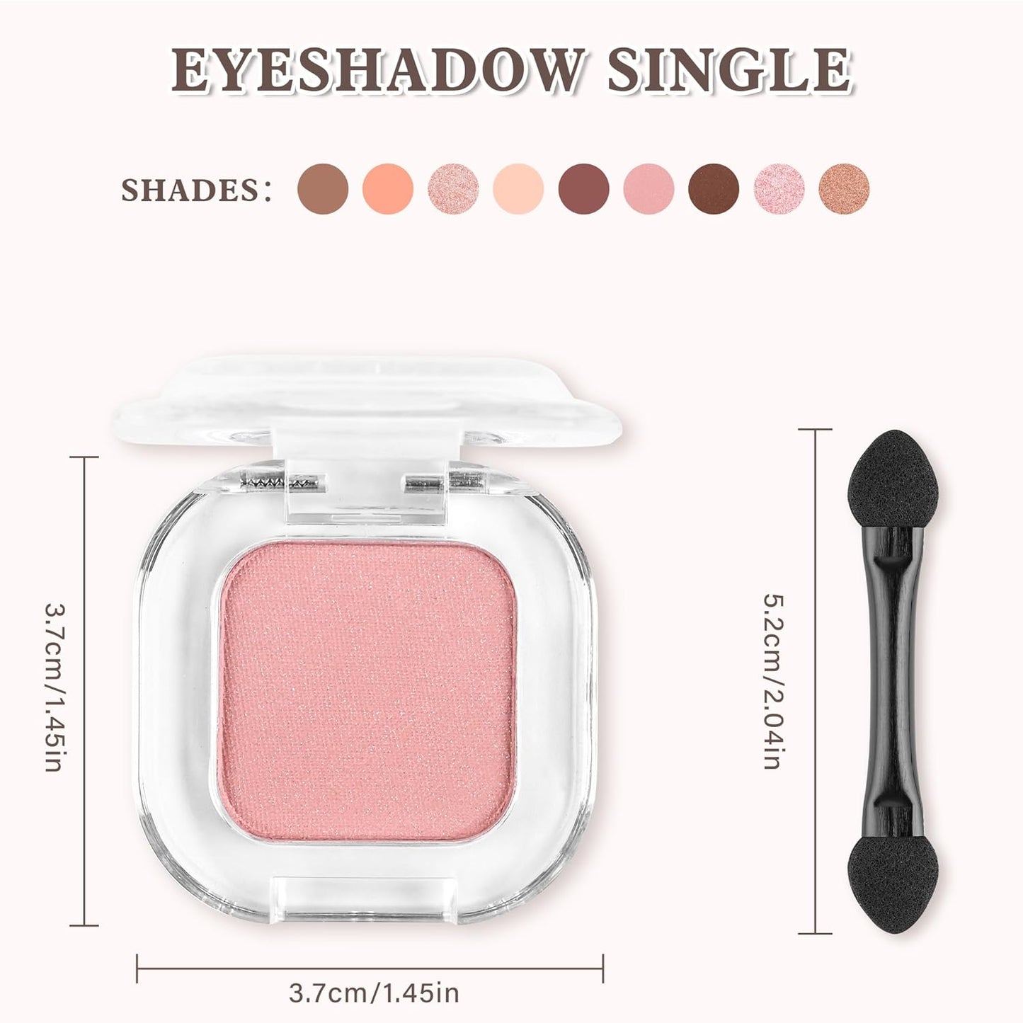 Pink Shimmer Single Eyeshadow Makeup Powder Palette,High Pigment Blendable Formula Eye Make-up for Women,Neutral Eye Shadow,sombras para ojos,Longwear Waterproof,Vegan & Cruelty-Free,Eyeshadow Gift