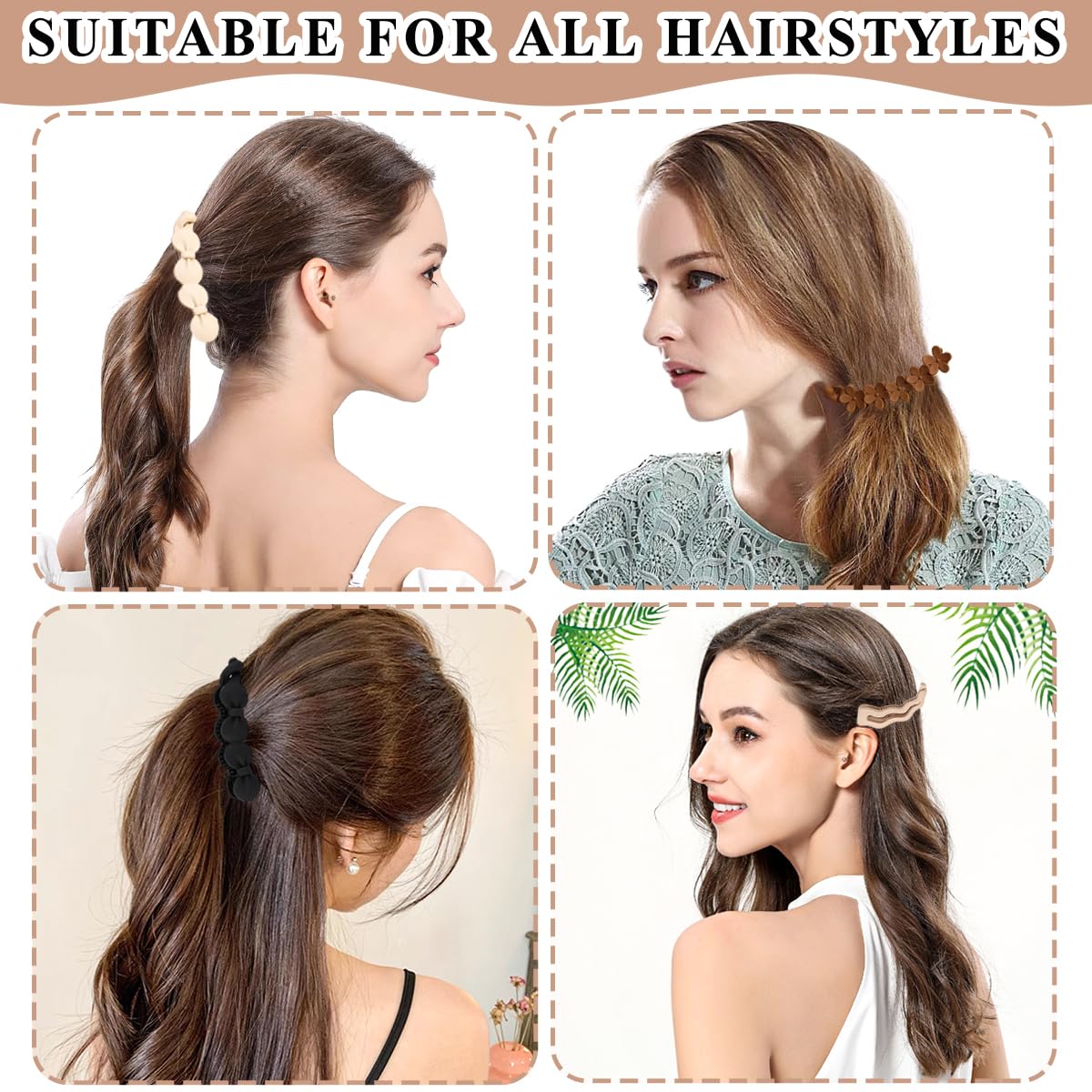 8 Pcs Bow Banana Clips Flower Banana Hair Clips Wavy Shape Large Banana Claw Clips Matte Strong Hold Ponytail Holder Clip Hair Jaw Clips Barrettes Styling Accessories for Women Girls Thick Thin Hair