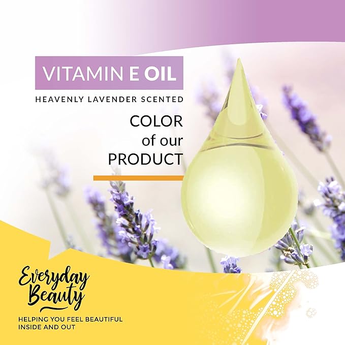 Organic Vitamin E Oil - Heavenly Lavender Scented USDA Certified 100% All Natural Plant Based 1 Fl Oz Glass Bottle & Dropper - Lightweight and Great for Scars After Surgery - For Face, Skin and Nails
