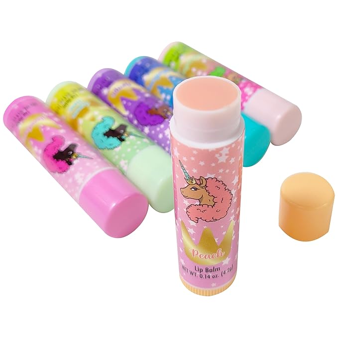 LUV HER Lip Balm Set Pack of 6 - Tinted Lip Balm with Playful Colors and Flavors - Perfect Girls Makeup Accessory - Ideal for Dry Weather Protection, Ages 3+