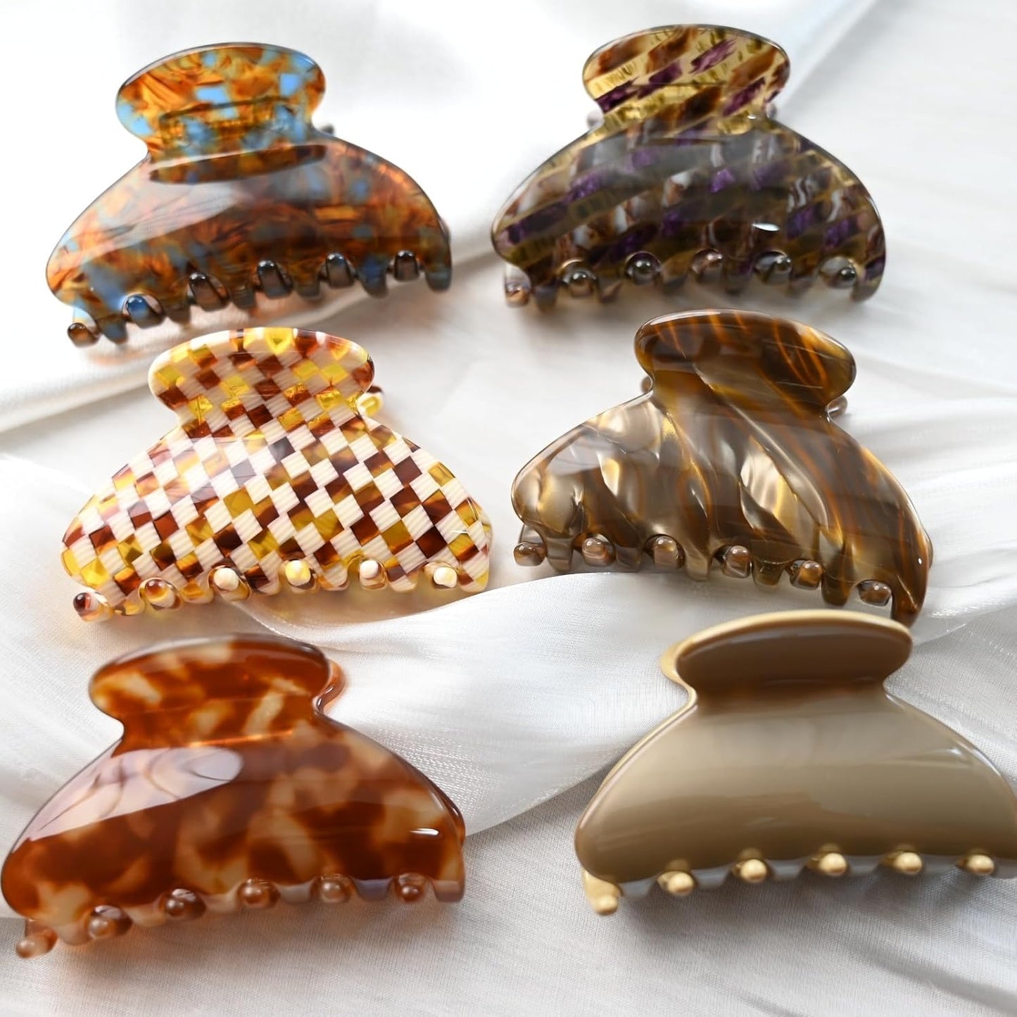 Handmade Celluloid Acetate French Design Barrettes Tortoise Shell Claws Hair Claw Luxury Fashion Accessories Hair Clip for Women (marble coffee)