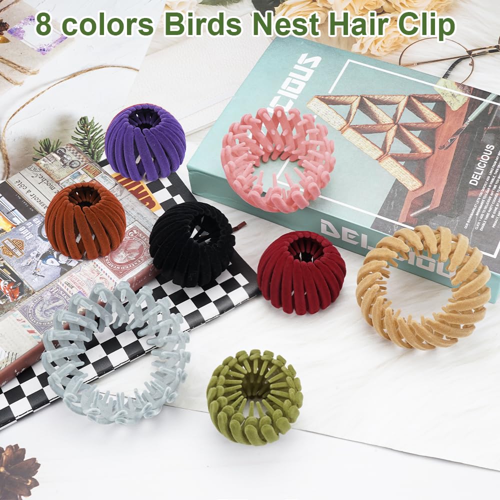 Bird Nest Magic Hair Clip - Expandable Hair Bun Maker Hair Accessories for Women Ponytail Holder Hair Bun Clip for Thin Thick Fine Curly Hair, Plastic Hair Barrettes Hair Scrunchies