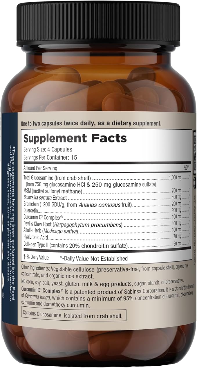 Mt. Angel Vitamins - Joint Solution Advanced, with Curcumin C3 Complex, Glucosamine, Hyaluronic Acid, Bromelain, Collagen Type 2 & MSM, Improves Fluidity & Supports Joint Comfort (60 Capsules)