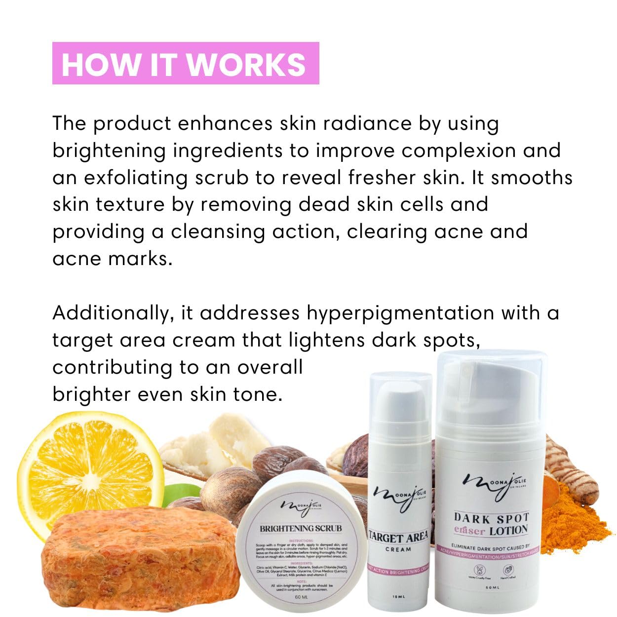 Moona Jolie LIMITED EDITION KIT Mini Full Body & Face Exfoliating Kit | Exfoliating Soap, Nourishing Cream, Hydrating Lotion & Body Scrub – Promotes Smooth, Radiant, Even-Toned Skin