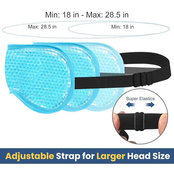 BeeVines Gel Eye Mask, 2 Pack XL Jumbo Size Cooling Ice Masks for Puffy Eyes for Men & Women, Cold & Warm Compress for Post Surgery, Puffiness, Allergies, Sinuses & Migraines