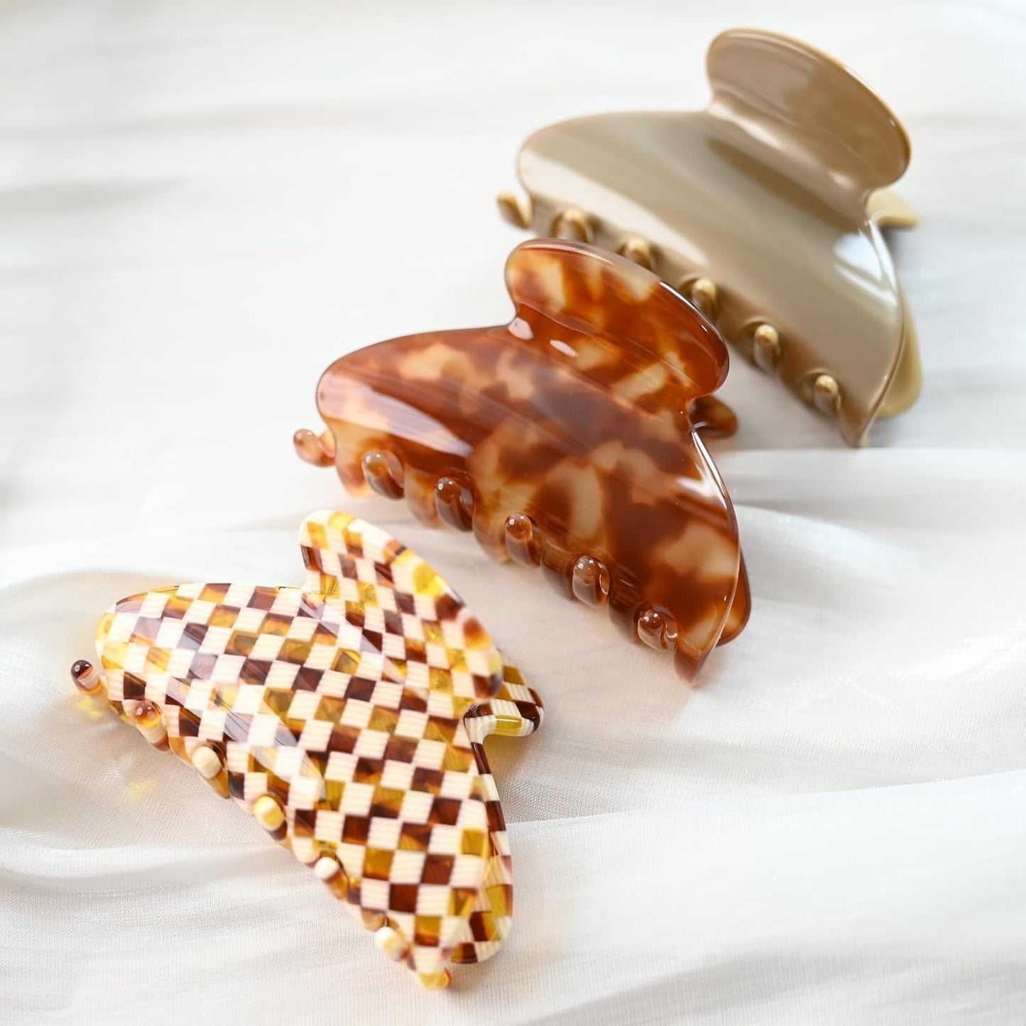 Handmade Celluloid Acetate French Design Barrettes Tortoise Shell Claws Hair Claw Luxury Fashion Accessories Hair Clip for Women (coffee)