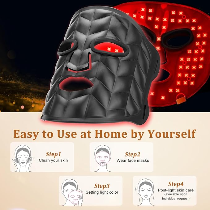 Hotodeal LED Face Mask Light Therapy,3 Colors Light Therapy for Skin Rejuvenation Anti-aging Beauty Red Light Therapy,Silicone Material LED Mask Foldable for Easy Carrying,Leather Version