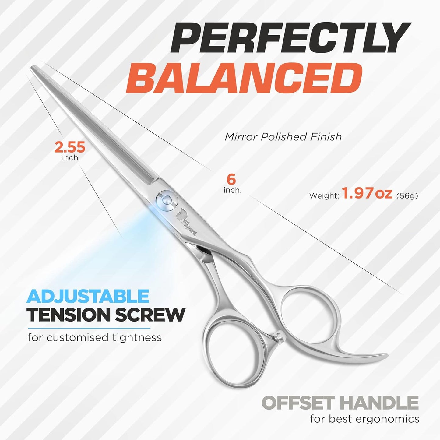 Fagaci Professional Hair Scissors 6" - Extremely Sharp Blades, Fine Cutting Shears Set for Men and Women, Barber Scissors Kit