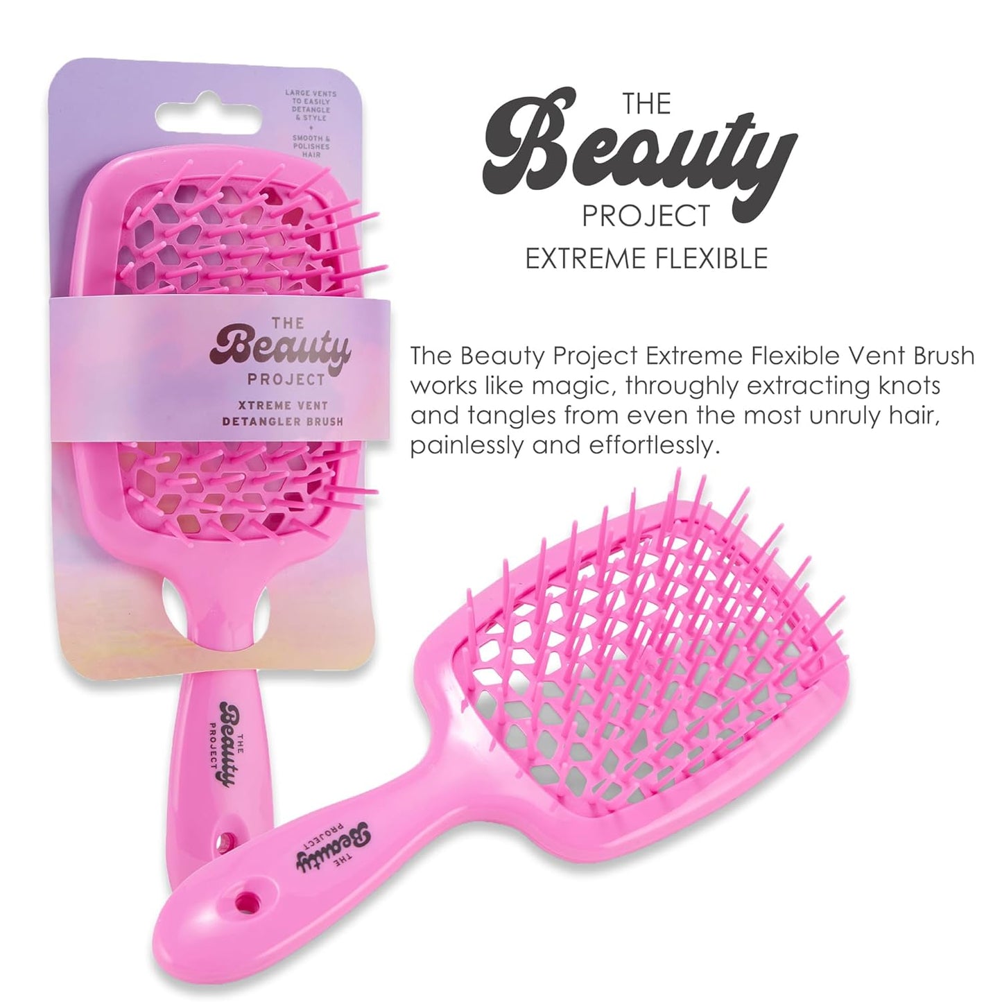 Detangling Brush for All Wet or Dry Hair Types - Pain-Free Brushing, Vented Hair Brush - Lightweight Handle with Extreme Flex to Contour to Scalp (Persian Pink)