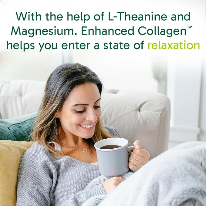 Organika Enhanced Relax Collagen Peptides Powder with L-Theanine & Magnesium Bisglycinate (8.82 oz - 250 g): Enriched Collagen Powder for Women & Men - Skin, Hair, Joints - Sleep, Vitality, Relaxation