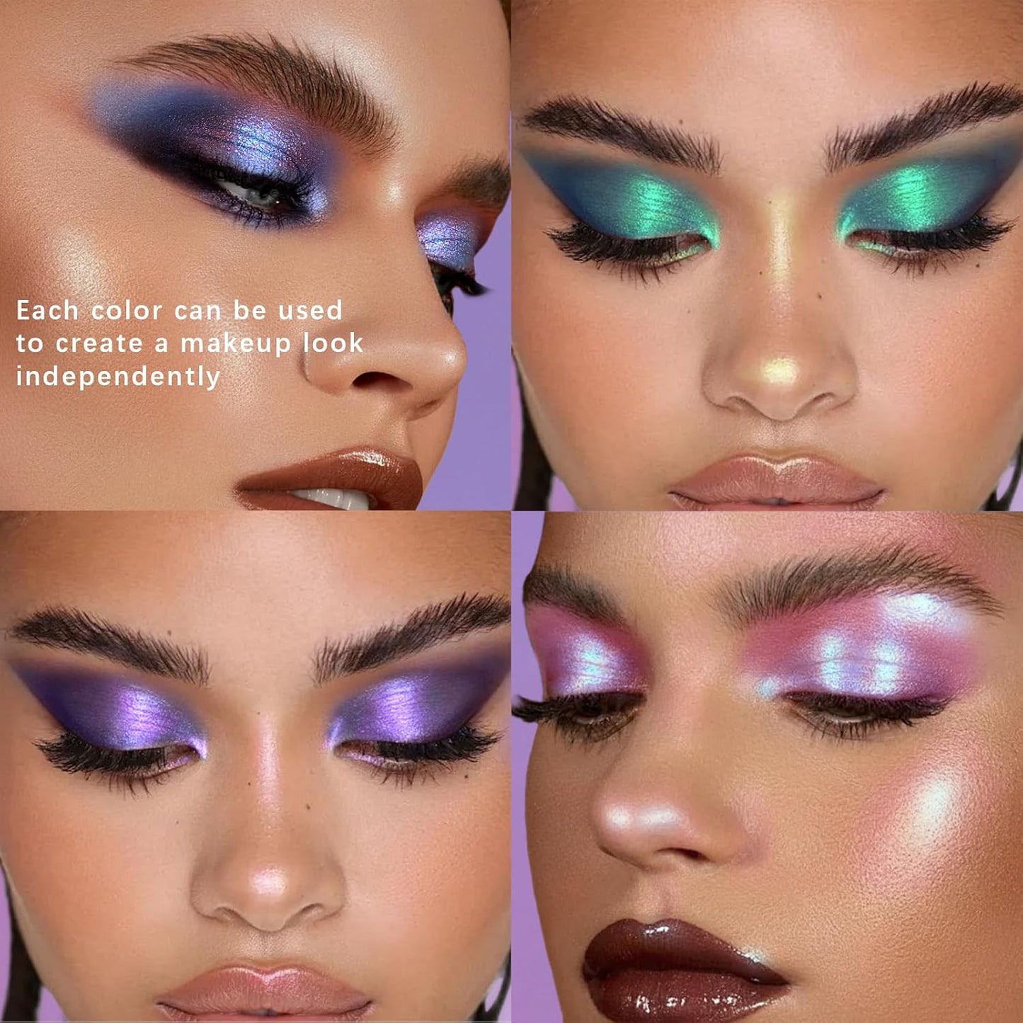 Noerrors Chameleon Eyeshadow,Multichrome Face Highlighter Palette, High Pigment, Holographic Eyeshadow palette Blue-Pink Color Shift Metallic Shimmer Eyeshadow Duochrome Face Makeup Highlighter