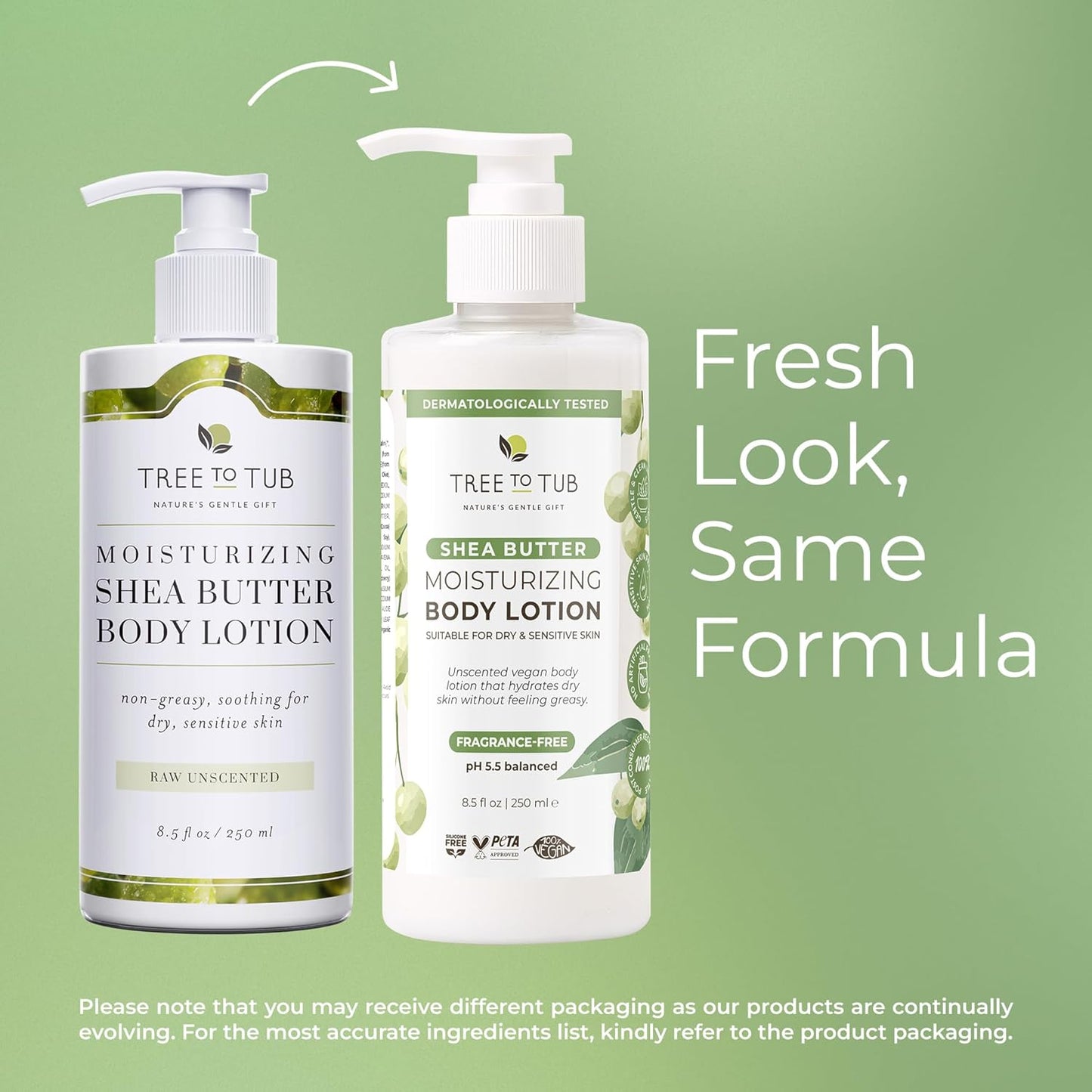 Tree to Tub Unscented Shea Butter Body Lotion for Dry Skin - Fragrance Free Lotion,Vegan Body Moisturizer, Good for Sensitive Skin for both Women & Men