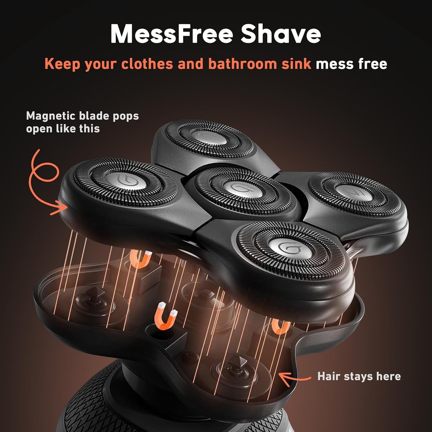 Groomie BaldiePro Cordless Bald Head Shavers for Men, Blade Refill 2.0 - Waterproof Head Shavers Replacement Head - Electric Hair Shaver & Head Razor for Bald Men, Men's Rotary Shaver for Smooth Shave