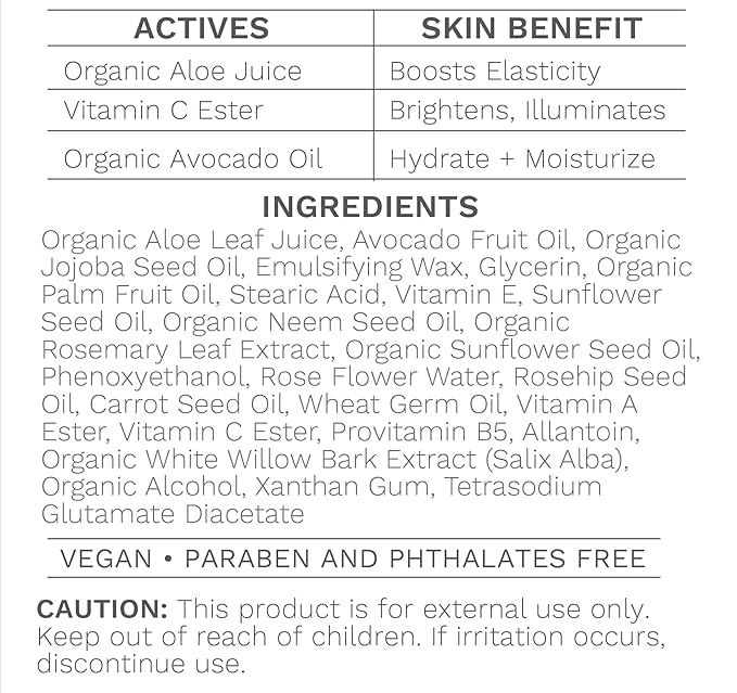Antioxidant Moisturizing Night Cream with Organic Jojoba and Aloe Vera to Soothe, Brighten, Hydrate (1.75 oz/50 ml)