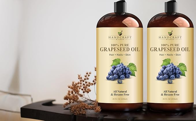 Handcraft Blends Grapeseed Oil - Cold-Pressed 28 Fl Oz - 100% Pure and Natural - Premium Grade Carrier Oil for Skin and Hair - Hair and Body - Massage - Hexane-Free