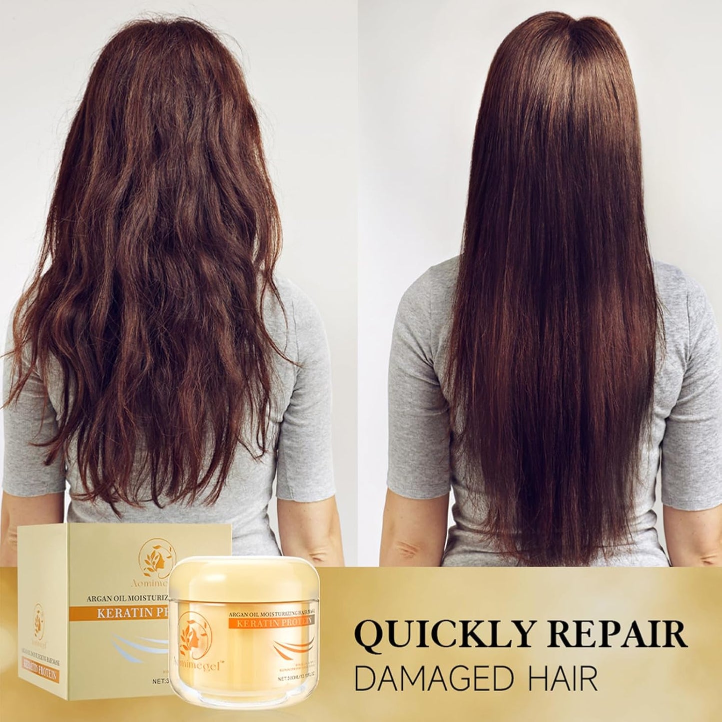 Collagen Hair Mask,Deep Repair Conditioning Argan Oil Hair Mask for Damaged Hair Treatment, Deep Conditioner Hydrating Hair Masque for All Hair Types 10.15oz 300ml