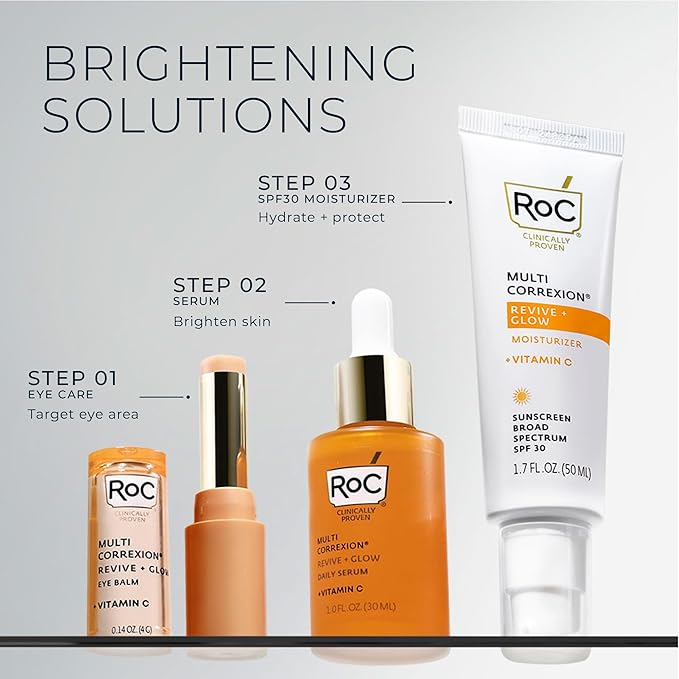 RoC Multi Correxion Revive + Glow Vitamin C Eye Balm (0.14 oz) with Retinol Eye Cream Packette