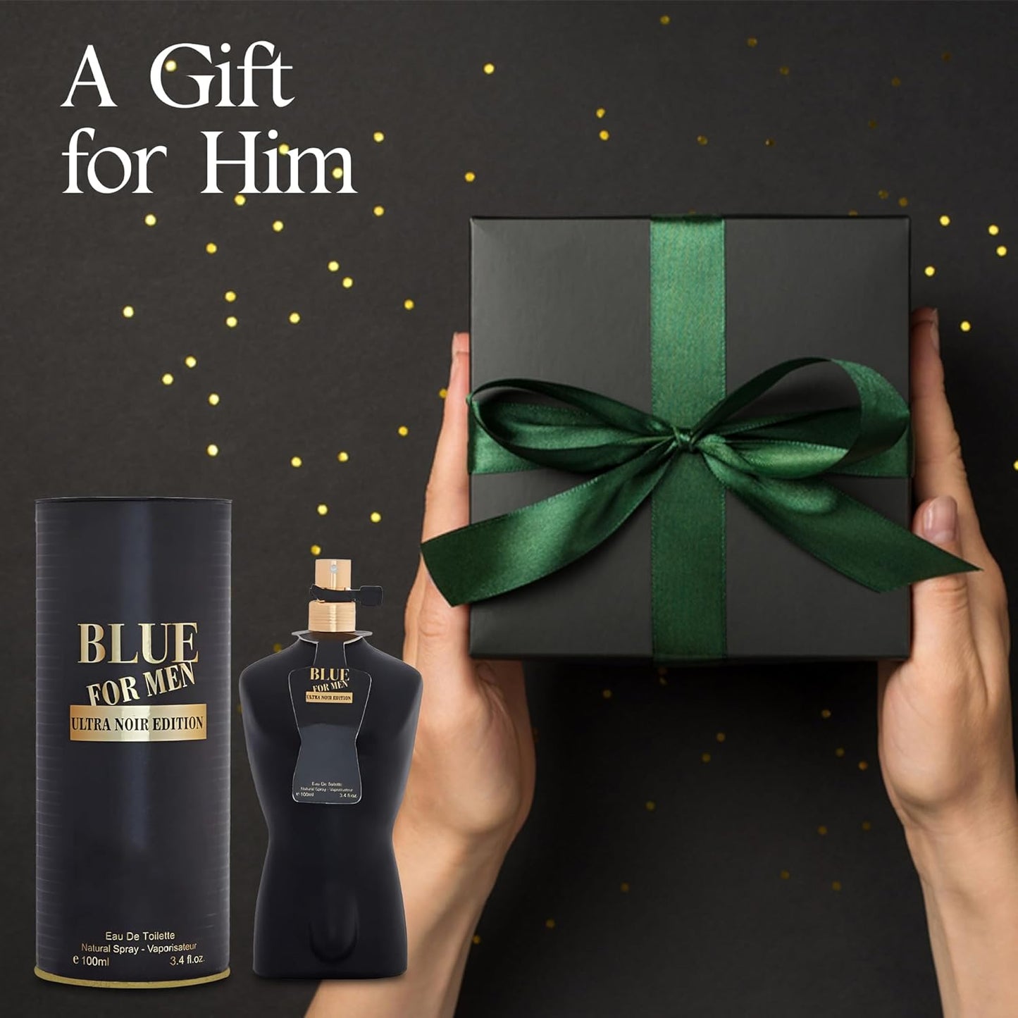 Blue Men Ultra Noir Edtion Sensual Woody Fragrance for Men | Long Lasting Cologne Aromatic Scent, Eau de Parfum Natural Spray - Great Holiday Gift, 3.4 Fl Oz/100 Ml