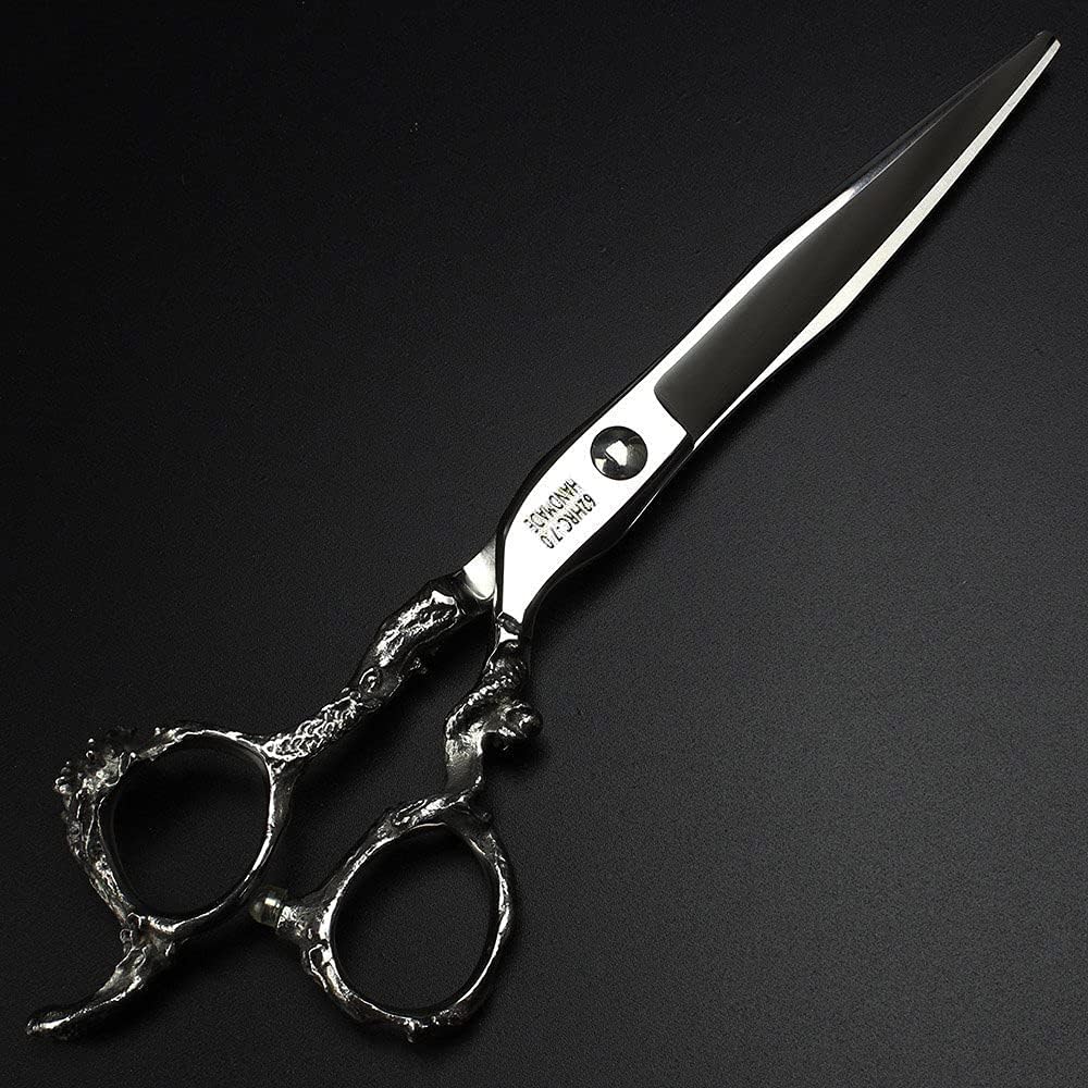 7/7.5/8/9 inch scissors silver professional hairdresser hair cut and trim diluted sharp 440C steel (7 inch flat shear)